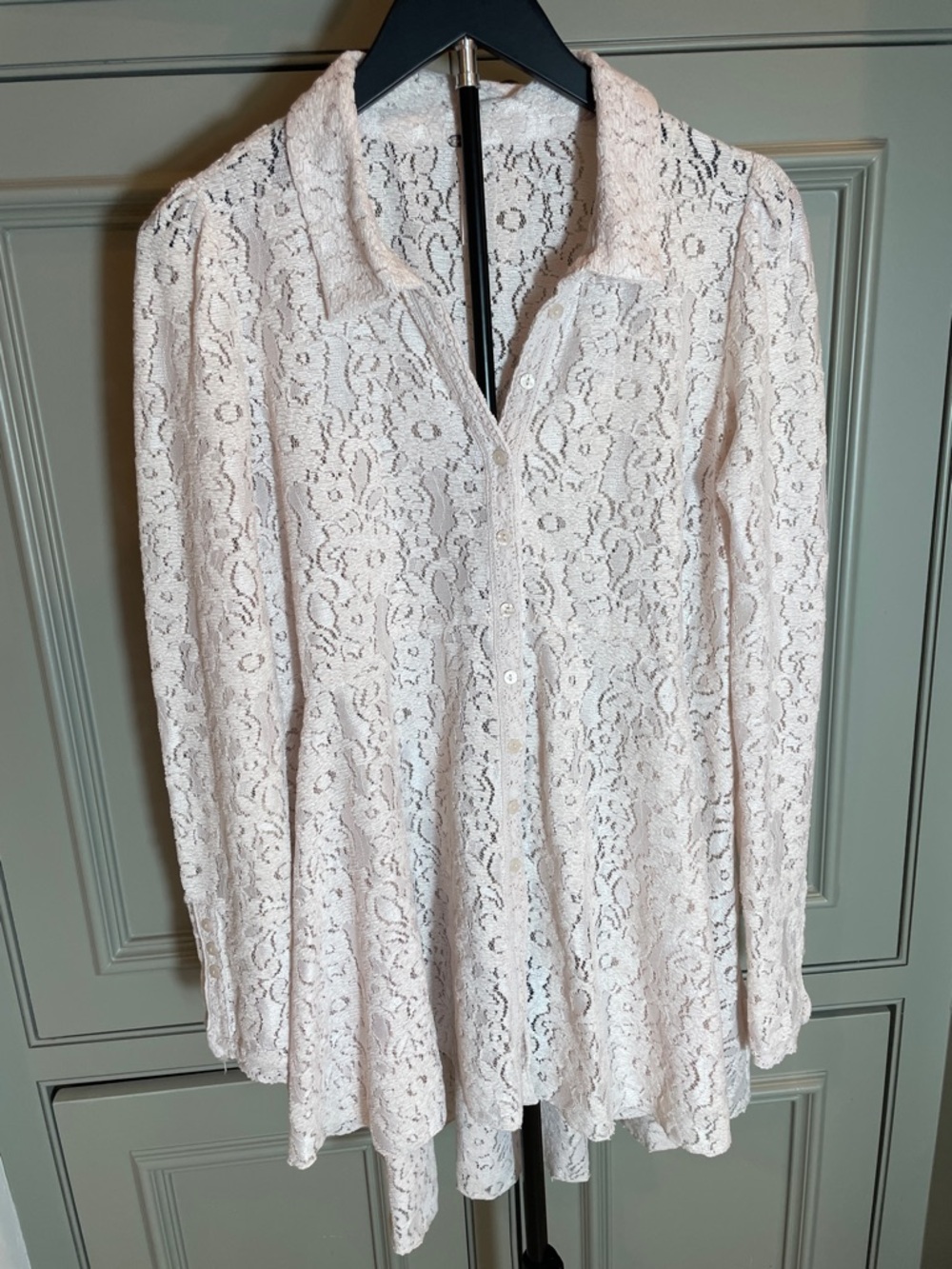 Free People lace tunic blouse boho cottagecore romantic feminine chic Small